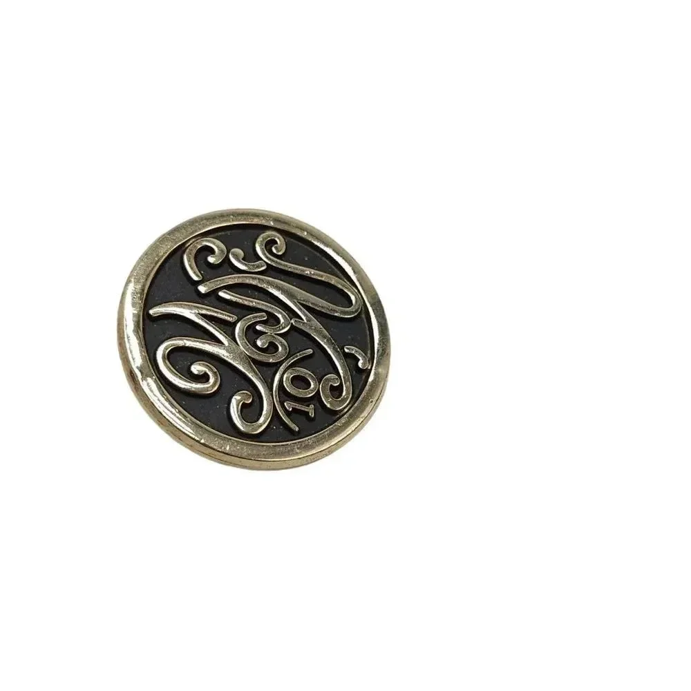 Weight Watchers Black Enamel 10 Pound Brooch Pin Gold Tone Vintage